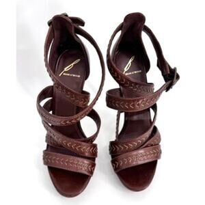 Brian Atwood Cordoba Heels Brown Leather Size 6.5 Heel 5"